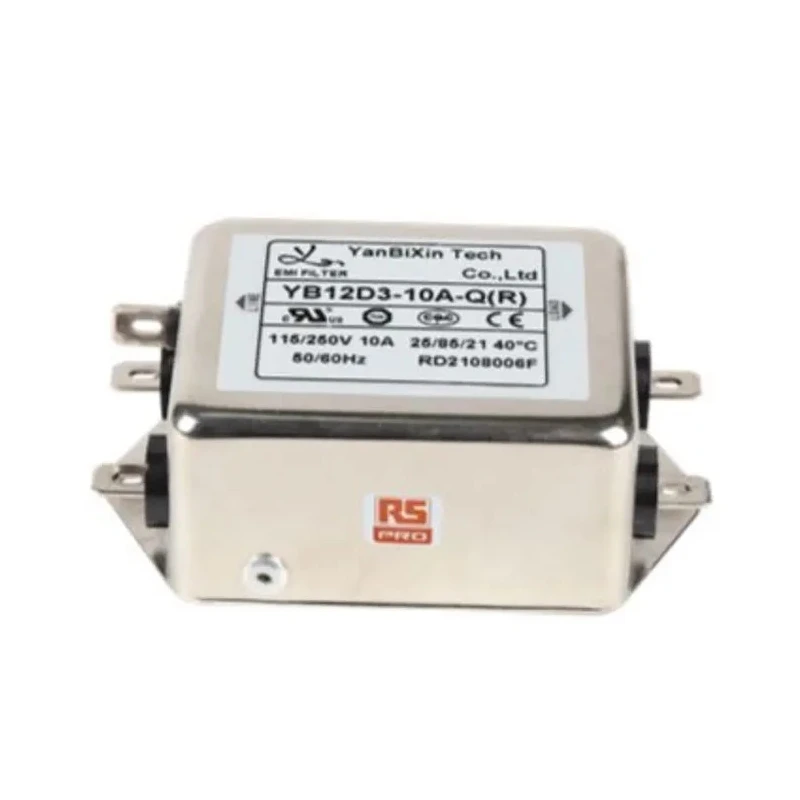 RS PRO 10A 250V AC 50Hz 60Hz Chassis Mount EMI Filter Fast-On Termination 237-8681