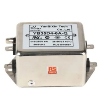 RS PRO 6 A 250V AC 50Hz 60 Hz Chassis Mount Power Line Filter Fast-On 1 Phase 237-8725
