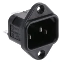 Bulgin C14 Straight Flange IEC Connector 250V 10A Nylon 66 Quick Connect Termination PX0579/63