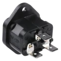 Bulgin C14 Straight Flange IEC Connector 250V 10A Nylon 66 Quick Connect Termination PX0579/63
