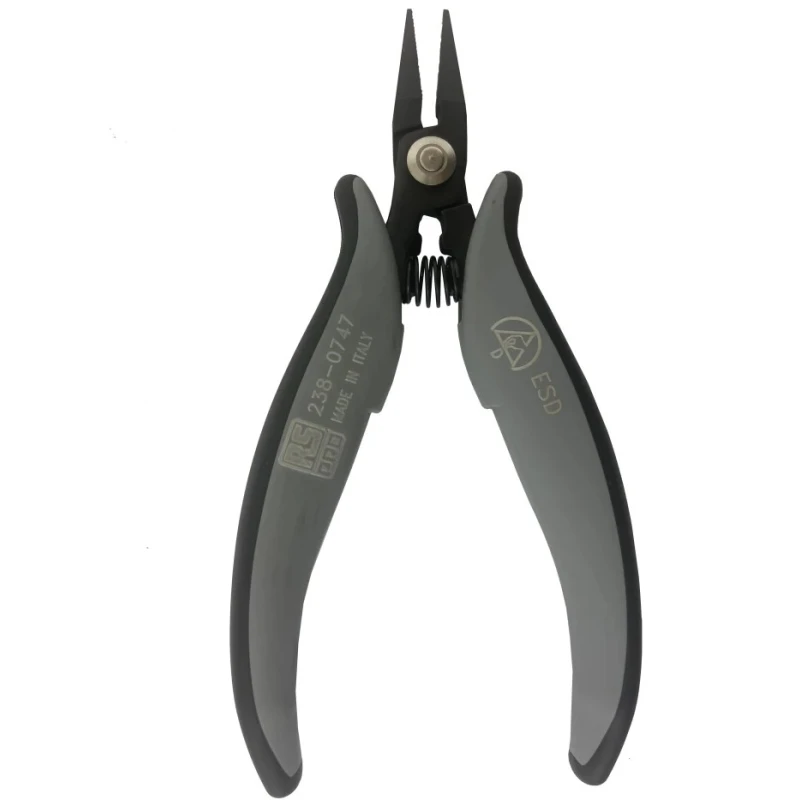 RS PRO 1-Piece Carbon Steel Long Nose Plier Serrated Jaw 19mm, Insulated Handle, 146mm Length, ESD Safe 238-0747