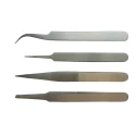 RS PRO 110mm Low Carbon Austenitic Steel Curved, Rounded, Sharp, Fine Tweezer Set 238-0740