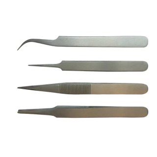 RS PRO 110mm Low Carbon Austenitic Steel Curved, Rounded, Sharp, Fine Tweezer Set 238-0740