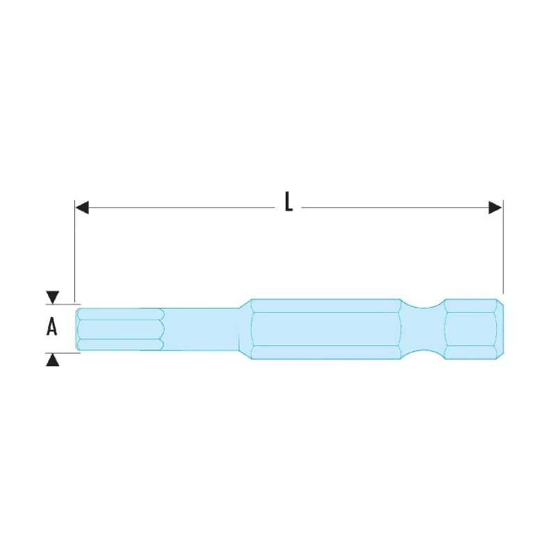 Facom Hex Screwdriver Bit, Hex Drive, 6.35 mm Drive Size, 4 mm Tip Size, 50 mm Overall Length EH.604