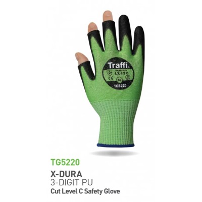 Traffi General Handling Gloves Elastane Fibreglass HPPE Polyamide Size 6 Polyurethane Coating TG5220