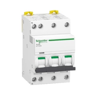 Schneider Electric Miniature Circuit Breaker Acti9 iDT40N 3+N-Pole 40A Type D 400V AC 6000A Breaking Capacity A9P34740