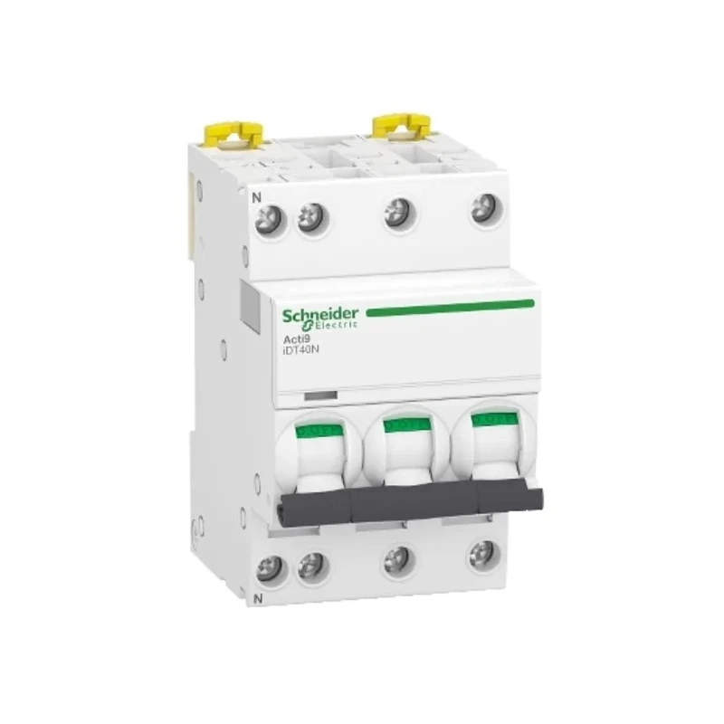 Schneider Electric Miniature Circuit Breaker Acti9 iDT40N 3+N-Pole 40A Type D 400V AC 6000A Breaking Capacity A9P34740