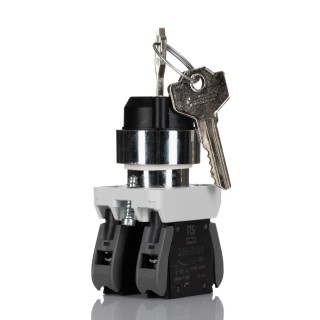 RS PRO Key Selector Switch 3 Positions 2 NO Contact Configuration 22.5 mm Cutout Diameter GCX Series 238-3958
