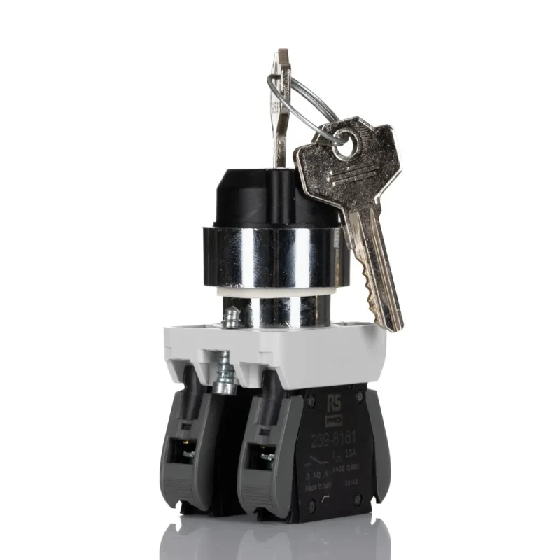 RS PRO Key Selector Switch 3 Positions 2 NO Contact Configuration 22.5 mm Cutout Diameter GCX Series 238-3958