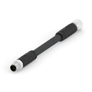 TE Connectivity Sensor Actuator Cable M12 L-Code Black PVC Jacket 63V 4 Contacts 2m T4152599L14-020