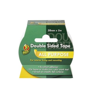 DUCK TAPE Clear Double Sided Polyester Tape 38mm x 5m Solvent Based Acrylic Adhesive 232603