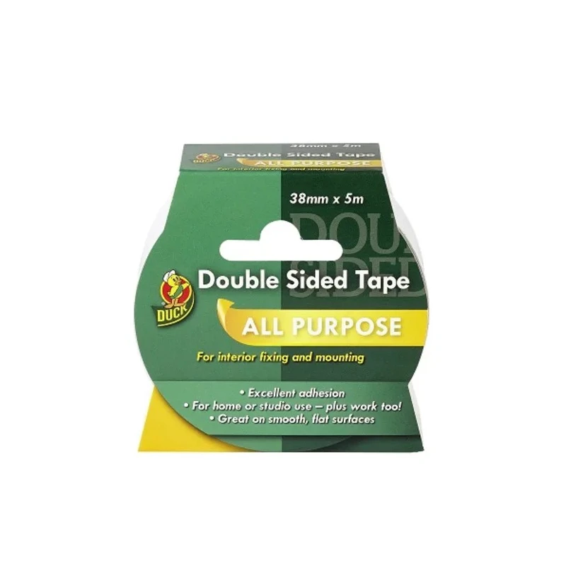 DUCK TAPE Clear Double Sided Polyester Tape 38mm x 5m Solvent Based Acrylic Adhesive 232603