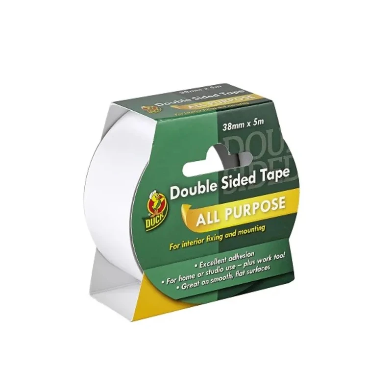DUCK TAPE Clear Double Sided Polyester Tape 38mm x 5m Solvent Based Acrylic Adhesive 232603