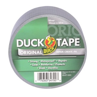 DUCK TAPE Silver Cloth Backed Gloss Finish Duct Tape 50mm Width x 25m Length 0.17mm Thickness 222225