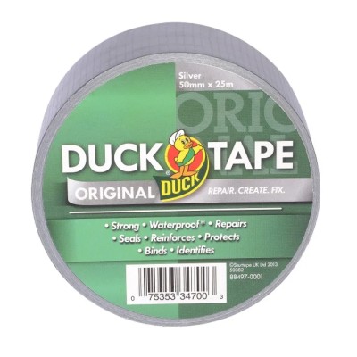 DUCK TAPE Silver Cloth Backed Gloss Finish Duct Tape 50mm Width x 25m Length 0.17mm Thickness 222225