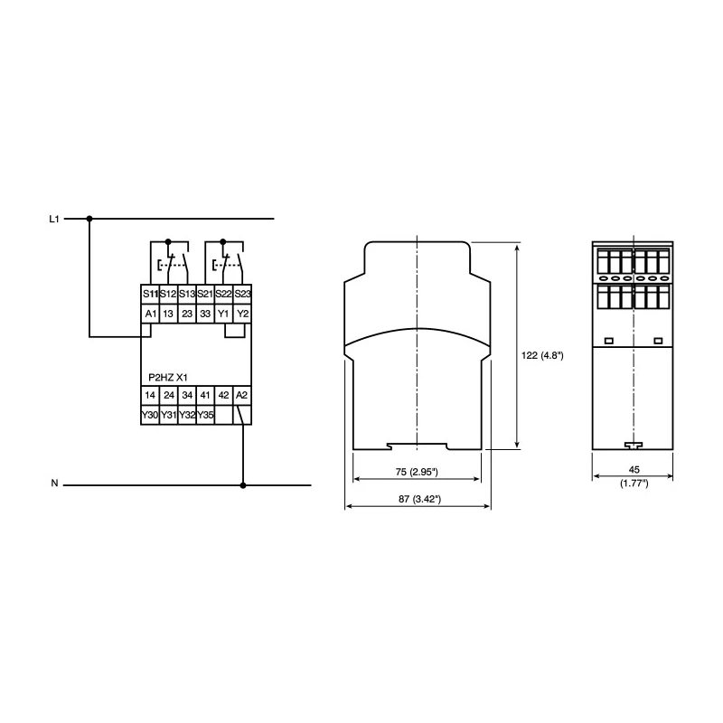 Pilz P2HZ X1 24V DC Safety Relay with 3 Safety Contacts and 1 Auxiliary Contact P2HZ