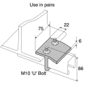 Unistrut Galvanised Steel C Type Beam Clamp, M10 Bolt, 75mm Length, Galvanised Finish P 2785