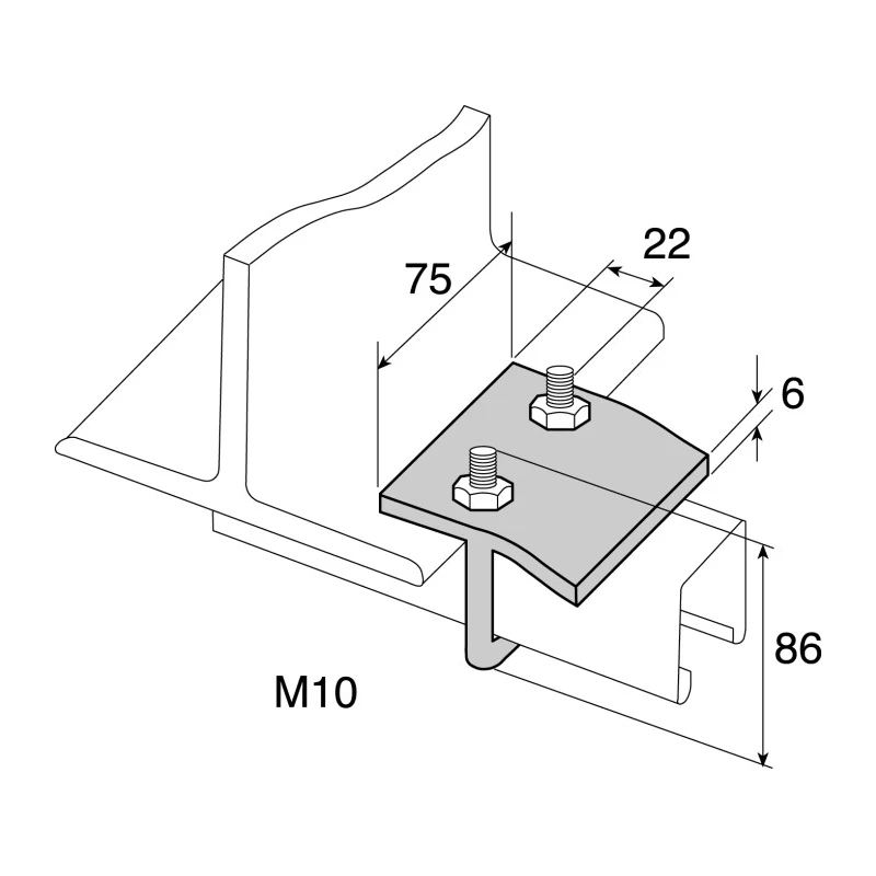 Unistrut Galvanised Steel C Type Beam Clamp, M10 Bolt, 75mm Length, Galvanised Finish P 2785