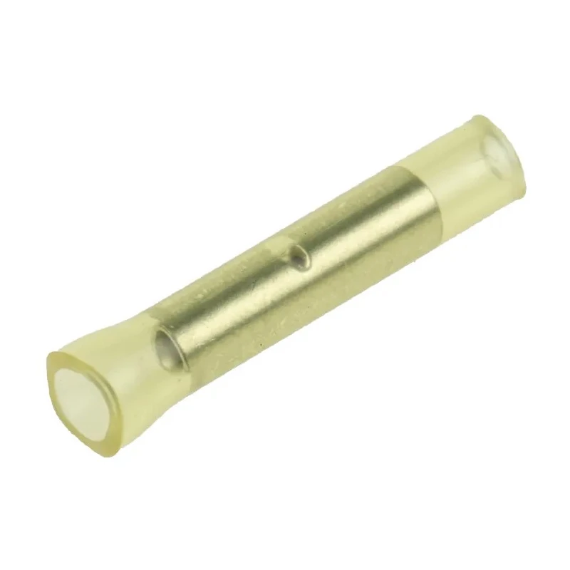 RS PRO Insulated Crimp Butt Splice Connector Nylon 22 AWG Yellow, Tin Plated Copper 239-4234