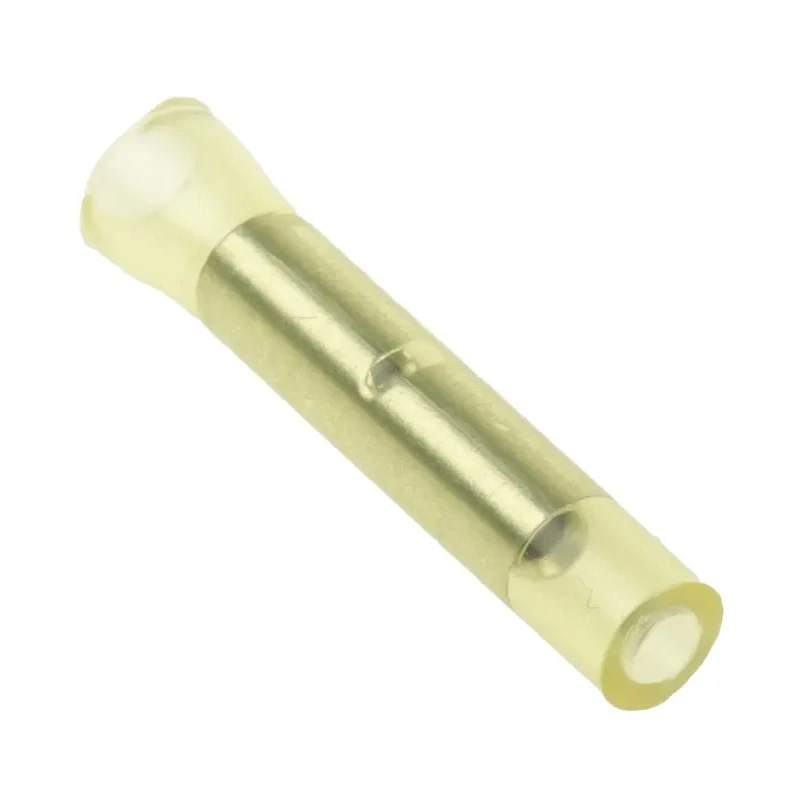 RS PRO Insulated Crimp Butt Splice Connector Nylon 22 AWG Yellow, Tin Plated Copper 239-4234
