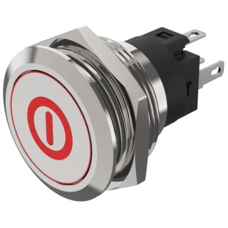 EAO 82 Series Illuminated Push Button Switch Momentary Panel Mount 31 x 31 mm Cutout SPDT Red LED IP65 82-6151.1A14.B001