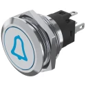 EAO Illuminated Push Button Switch Panel Mount SPDT Blue LED Momentary 31 x 31 mm Cutout IP65 IP67 240 V dc 82-6151.1A24.B005