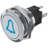 EAO Illuminated Push Button Switch Panel Mount SPDT Blue LED Momentary 31 x 31 mm Cutout IP65 IP67 240 V dc 82-6151.1A24.B005