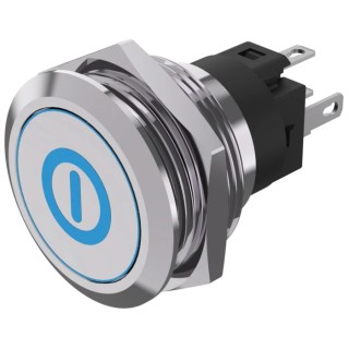 EAO 82 Series Illuminated Push Button Switch, Latching, Panel Mount, 31 x 31 mm Cutout, SPDT, Blue LED 82-6151.2A24.B001