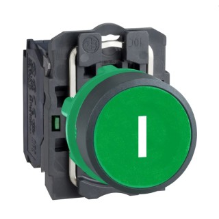 Schneider Electric Harmony XB5 Series Panel Mount Push Button Switch, Slow Break, SPST, 22 mm Cutout, Green LED XB5AA3311