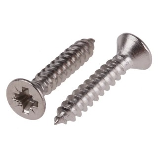 RS PRO Plain Stainless Steel Countersunk Head Self-Tapping Screw 19mm Thread Size 6 A2 Grade 180-645