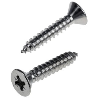 RS PRO Plain Stainless Steel Countersunk Head Pozidriv Drive Self-Tapping Screw 25 mm Thread Size 10 180-730
