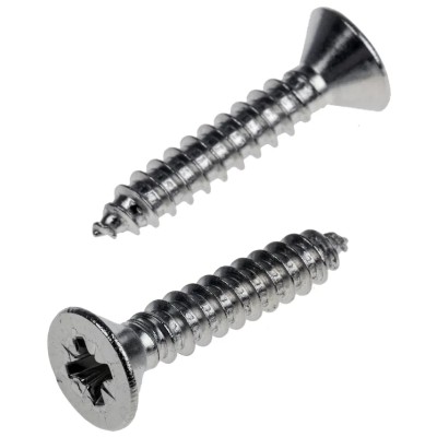 RS PRO Plain Stainless Steel Countersunk Head Pozidriv Drive Self-Tapping Screw 25 mm Thread Size 10 180-730
