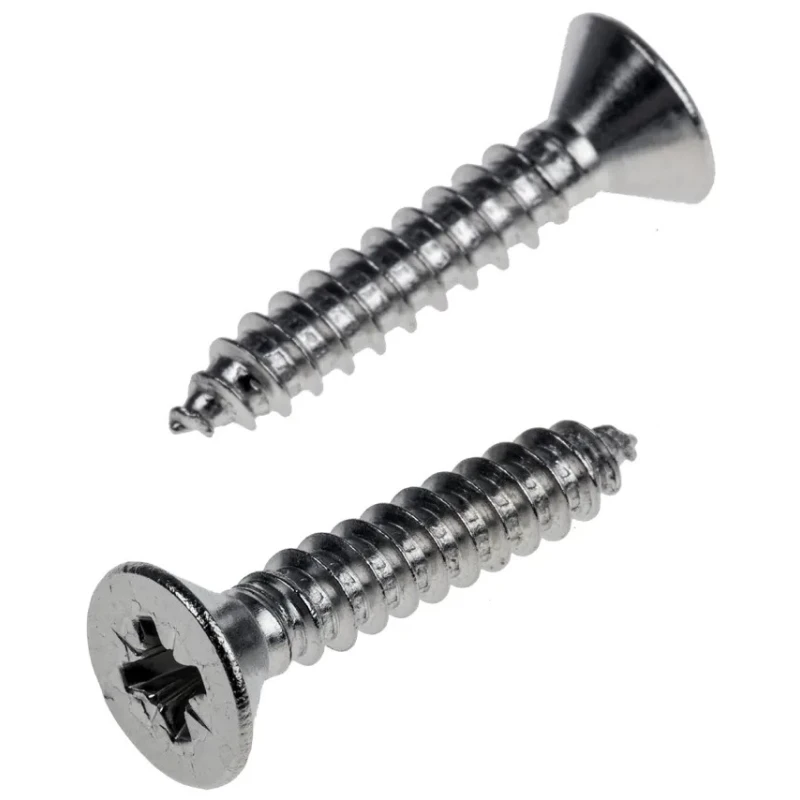 RS PRO Plain Stainless Steel Countersunk Head Pozidriv Drive Self-Tapping Screw 25 mm Thread Size 10 180-730