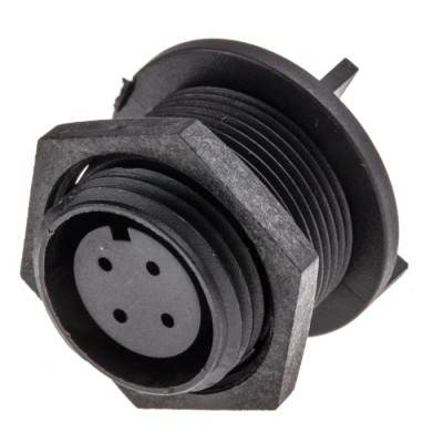 Bulgin Miniature Circular Connector Socket 4 Contacts Rear Mount IP68 Buccaneer 400 Series PX0413/04S