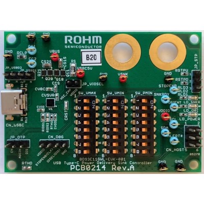 ROHM Stand Alone PD Controller for Sink Evaluation Kit for BD93E11GWL, Type-C Cable Interface BD93E11GWL EVK