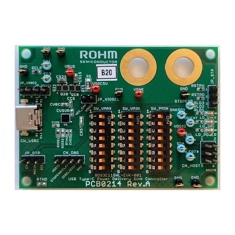 ROHM Stand Alone PD Controller for Sink Evaluation Kit for BD93E11GWL, Type-C Cable Interface BD93E11GWL EVK