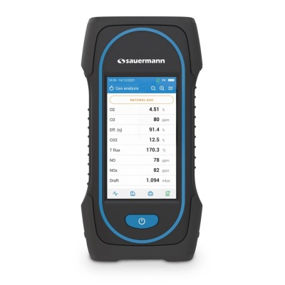 SAUERMANN. Combustion Gas Analyser Lithium-Ion Battery 8h Battery Life Colour Display Screen 2000 ppm SICA 130 KIT 2AS