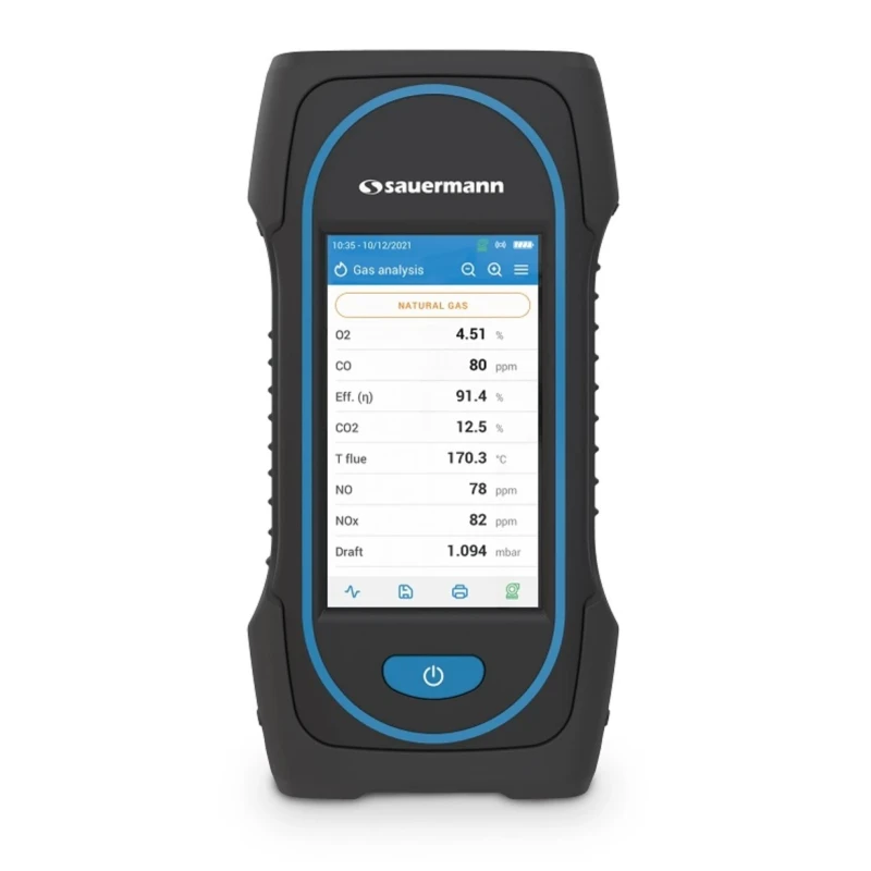 SAUERMANN. Combustion Gas Analyser Lithium-Ion Battery 8h Battery Life Colour Display Screen 2000 ppm SICA 130 KIT 2AS