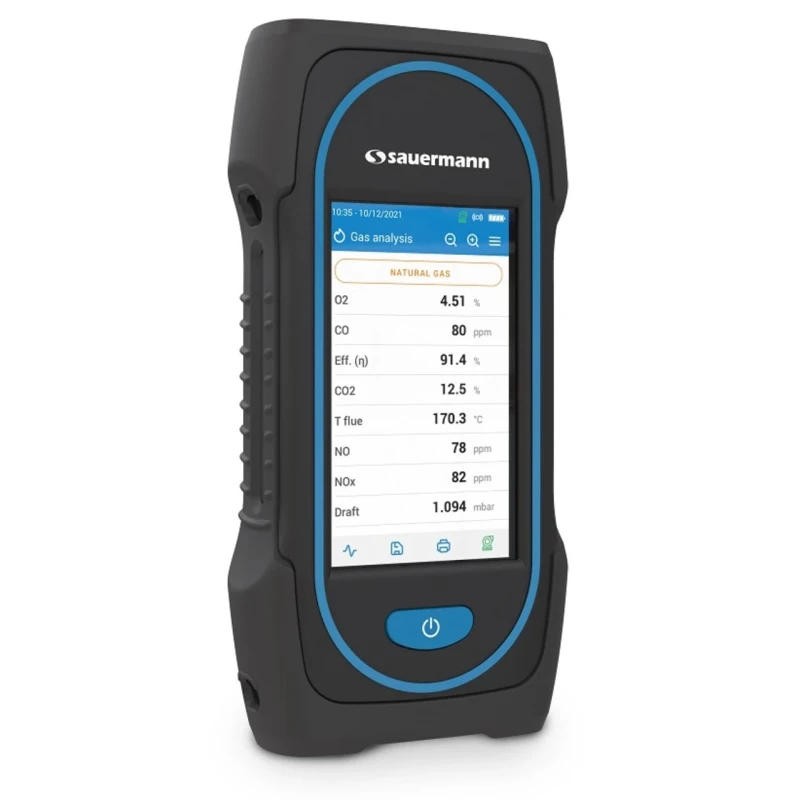 SAUERMANN. Combustion Gas Analyser Lithium-Ion Battery 8h Battery Life Colour Display Screen 2000 ppm SICA 130 KIT 2AS