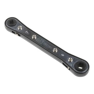 RS PRO Double Ended Ratchet Ring Spanner 7 to 8 mm² Chrome Vanadium Steel Black Finish 181-783