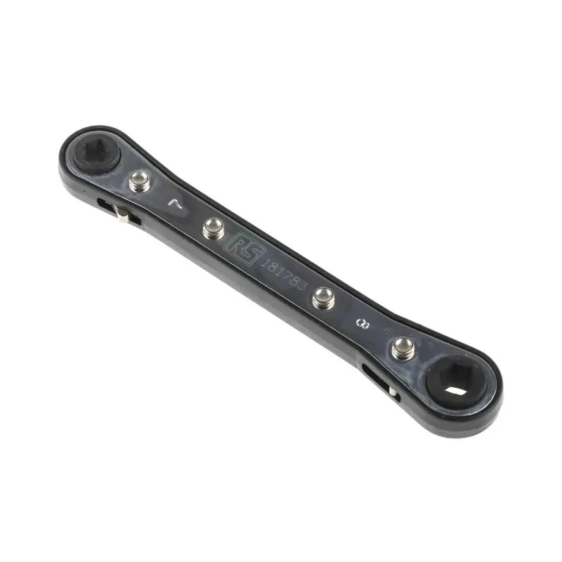 RS PRO Double Ended Ratchet Ring Spanner 7 to 8 mm² Chrome Vanadium Steel Black Finish 181-783