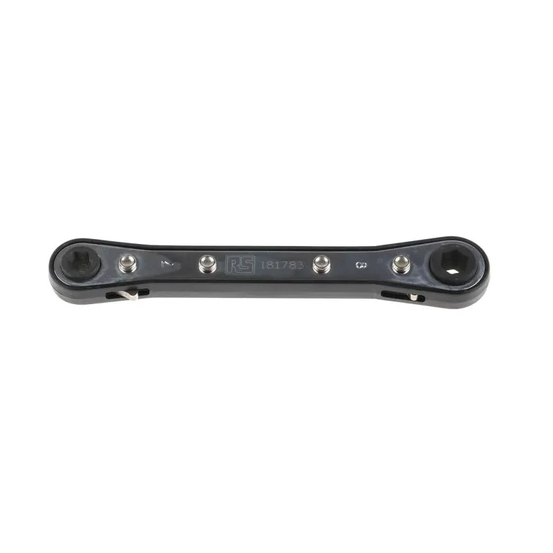 RS PRO Double Ended Ratchet Ring Spanner 7 to 8 mm² Chrome Vanadium Steel Black Finish 181-783