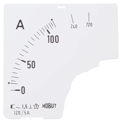 HOBUT Panel Meter Scale for DIN Standard 72 mm and 96 mm CT Operated Moving Iron Ammeters D72SD DIAL 0/120/720A