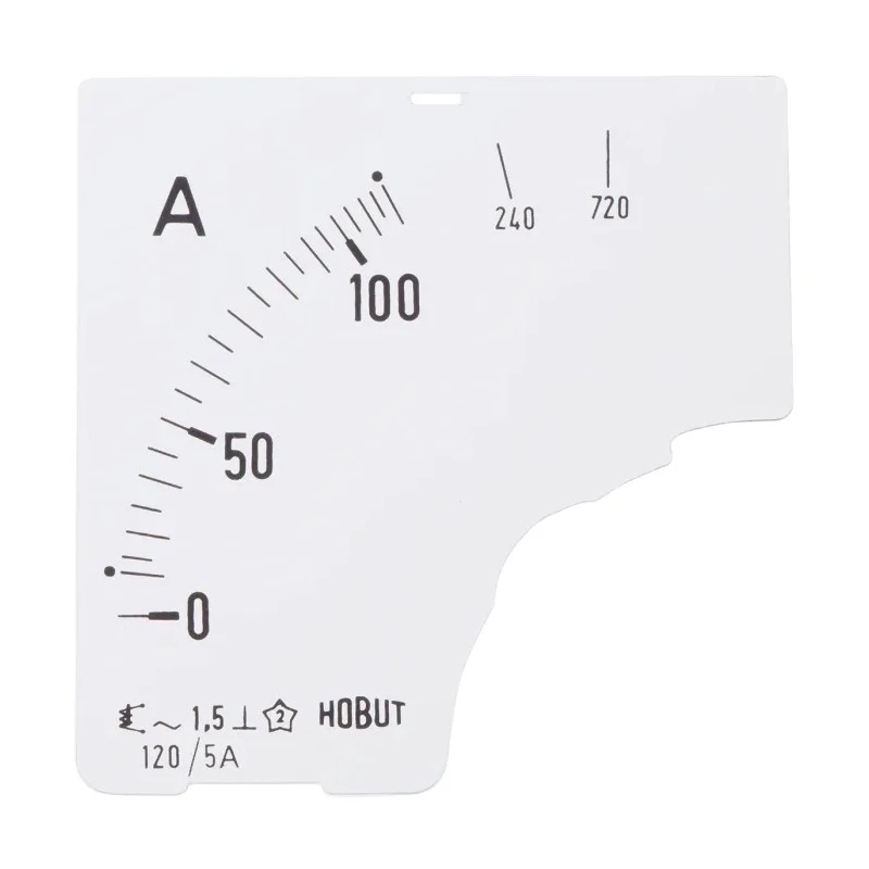 HOBUT Panel Meter Scale for DIN Standard 72 mm and 96 mm CT Operated Moving Iron Ammeters D72SD DIAL 0/120/720A