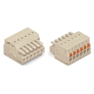 WAGO Pluggable Terminal Block, 5-Contact, 3.5 mm Pitch, 1 Row, Push-in Connection, 320V, 10A, Grey, Polyamide 66 2734-105