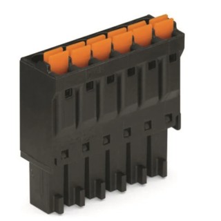 WAGO Pluggable Terminal Block, 8-Contact, 3.5 mm Pitch, 1 Row, Push-in Cage Clamp, 160V Voltage, Black Color 714-108