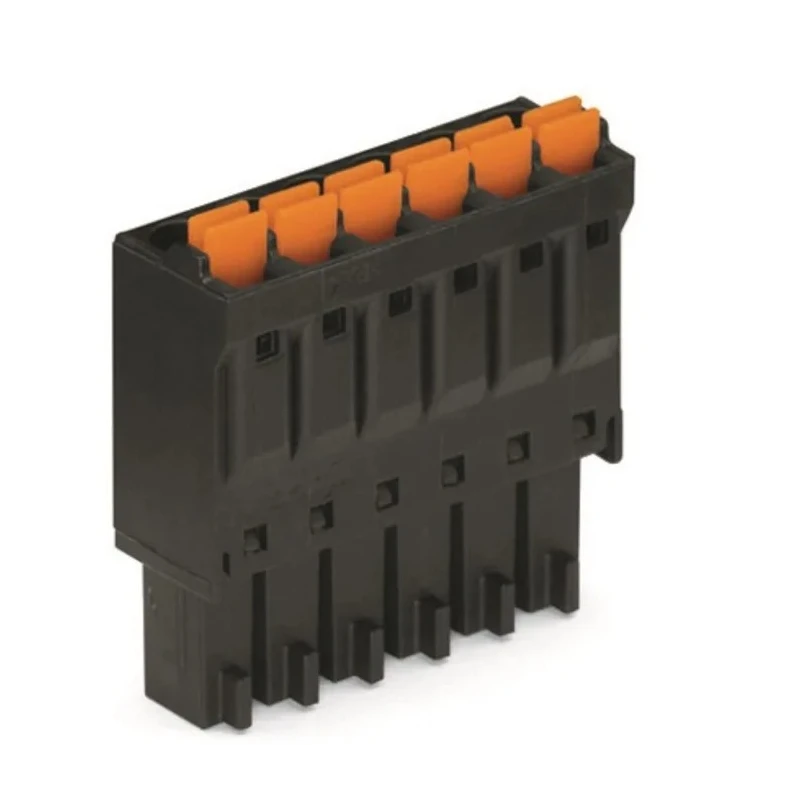 WAGO Pluggable Terminal Block, 8-Contact, 3.5 mm Pitch, 1 Row, Push-in Cage Clamp, 160V Voltage, Black Color 714-108