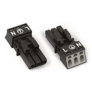 WAGO 890 Series Lighting Connector Female Cage Clamp 3-Pole 16A 250V 3-Way IP20 890-203