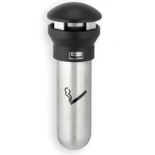 Rubbermaid Commercial Products Black Stainless Steel Wall Cigarette Bin 190.5mm x 457.2mm x 295.4mm FG9W3200SSBLA