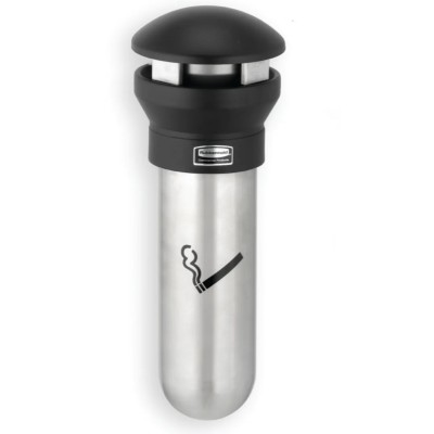 Rubbermaid Commercial Products Black Stainless Steel Wall Cigarette Bin 190.5mm x 457.2mm x 295.4mm FG9W3200SSBLA